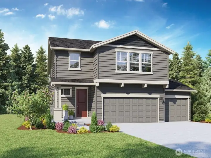 Sellwood Elevation B Marketing Rendering -  Depictions of homes or other features are artist conceptions. Hardscape, landscape, and other items shown may be decorator suggestions that are not included in the purchase price and availability may vary. No view is promised. Views may also be altered by subsequent development, construction and tree growth and landscaping.