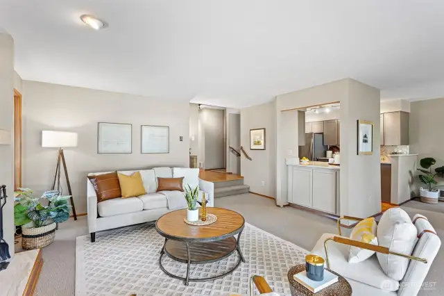 The floorplan is comfortable with the open concept kitchen and dining area off the living room.