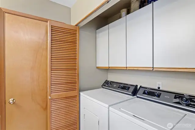 The laundry is located in the primary bathroom closet.