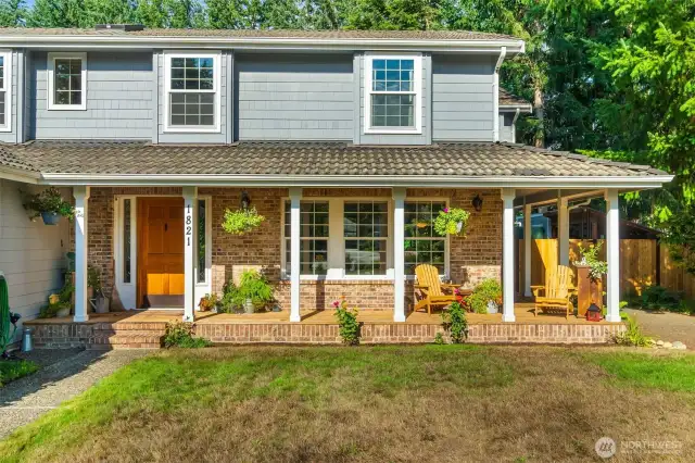 Covered, wrap around front porch
