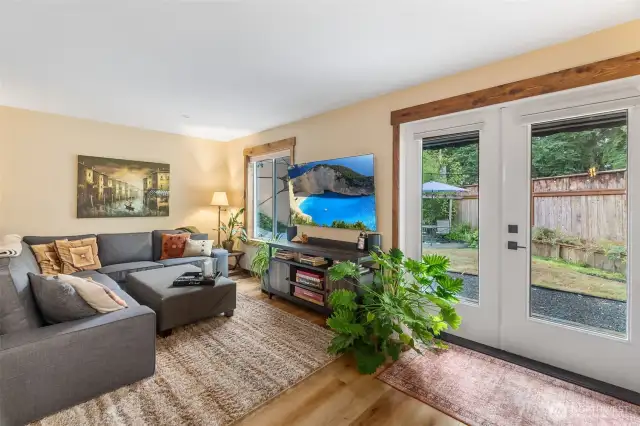 Living room w/french doors to private yard