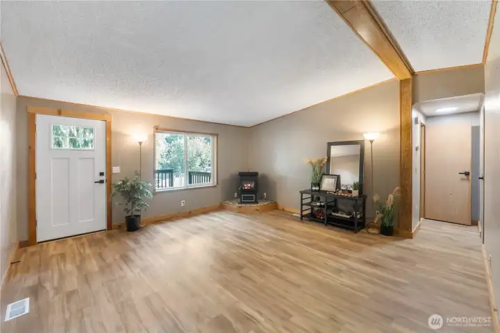 Living room with pellet stove
