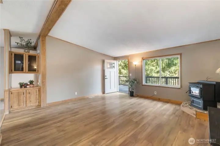 Living room with access to back deck