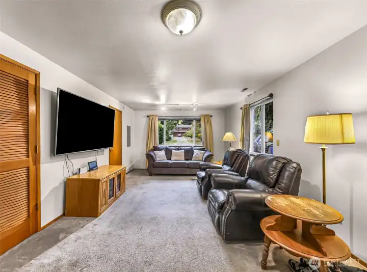 Expansive family room with storage