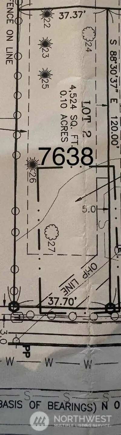 Approximately a 37.5' width by 120' length with a total of 4524 SF.