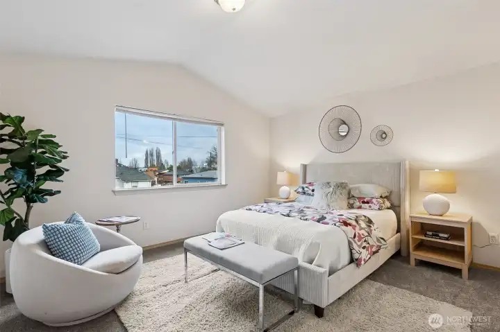 Peaceful primary bedroom.