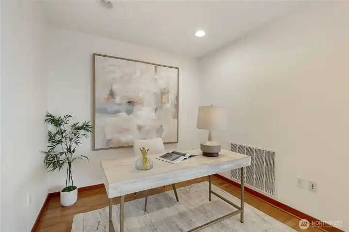 Office niche with plenty of room for shelving, file cabinets etc.