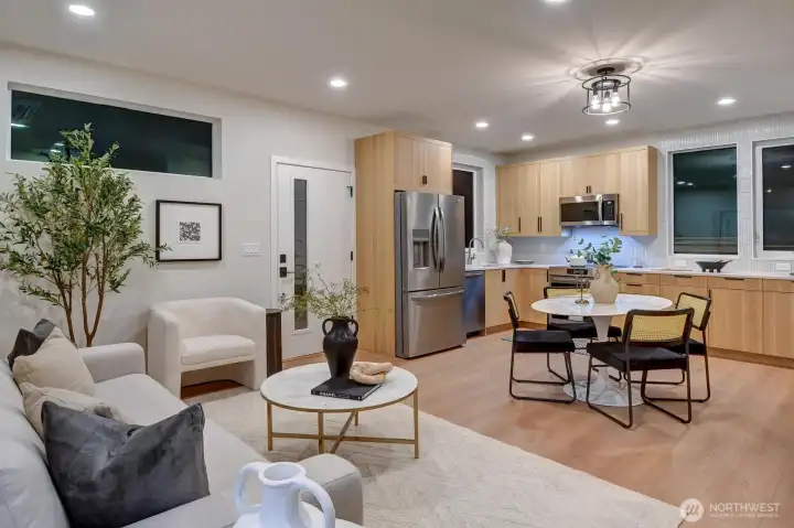 The main living level is open & flexible,