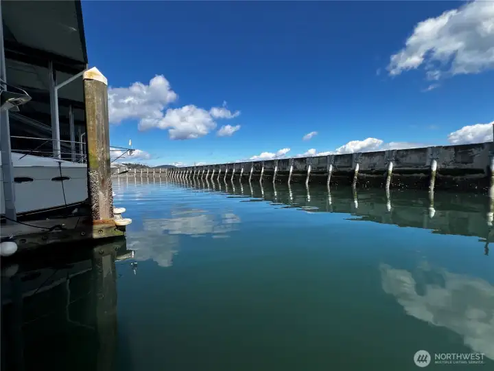 Easy approach through a protected fairway with ample maneuvering space for confident docking