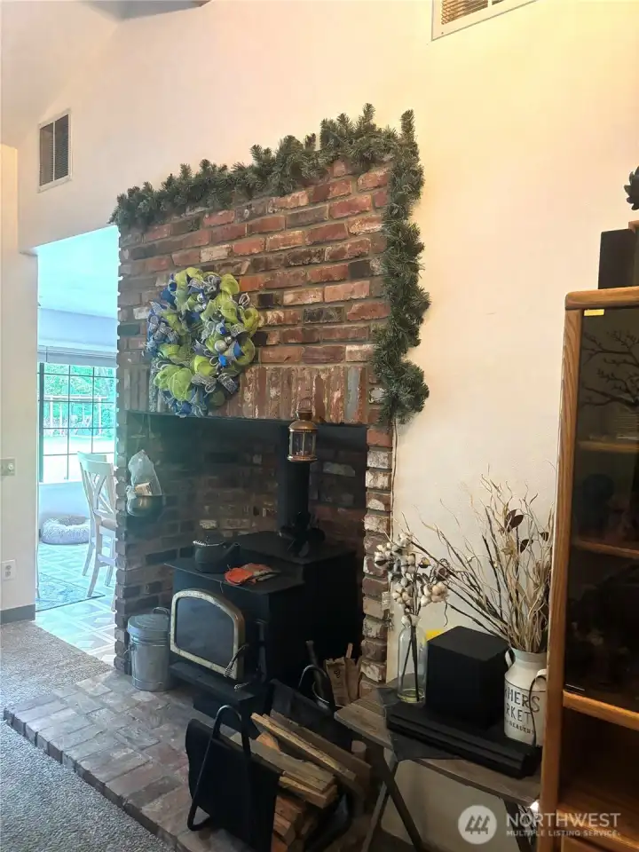 Fireplace with wood stove