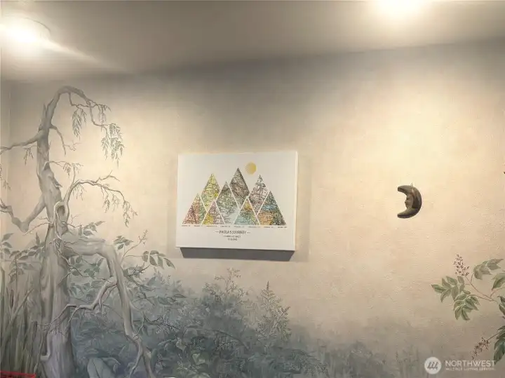 Hand painted mural on wall by local artist