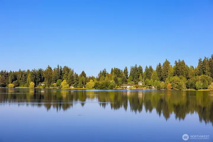 Phantom Lake, a short 10-minute walk from your front door. One of East Bellevue's quiet natural retreats - calm water, forested shoreline, and open sky. A place to start the morning or end the day without getting in the car.