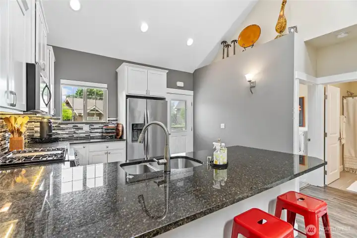 Quartz counters in kitchen