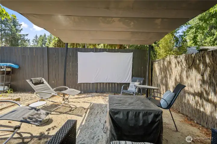Covered beach themed movie night