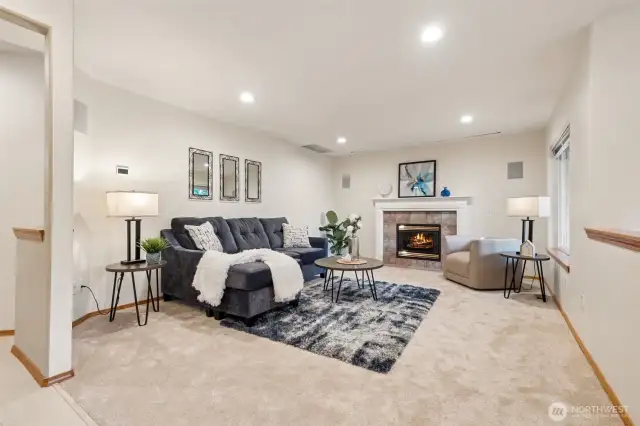 FAMILY/THEATER ROOM: Pop the corn! With surround sound and remote-controlled drop-down projection screen, Movie Nights will be a blast!