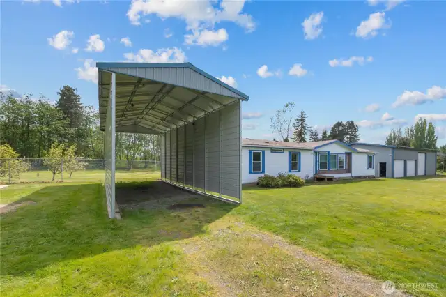 Large RV/boat walled carport (14'x36')