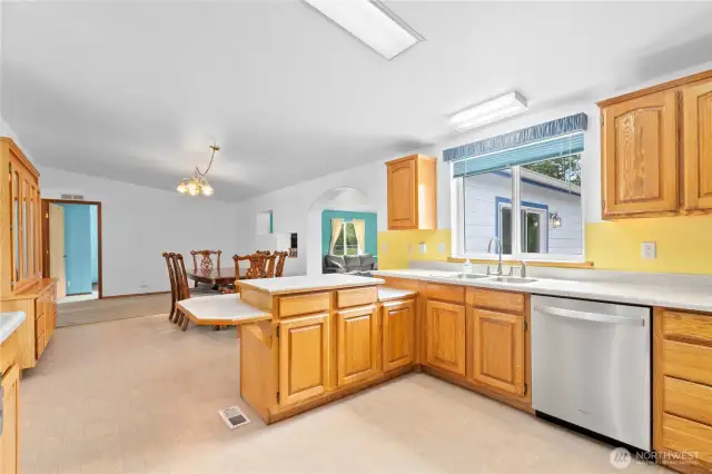Kitchen looking to dining space