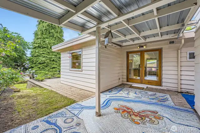Patio flows to the private garden