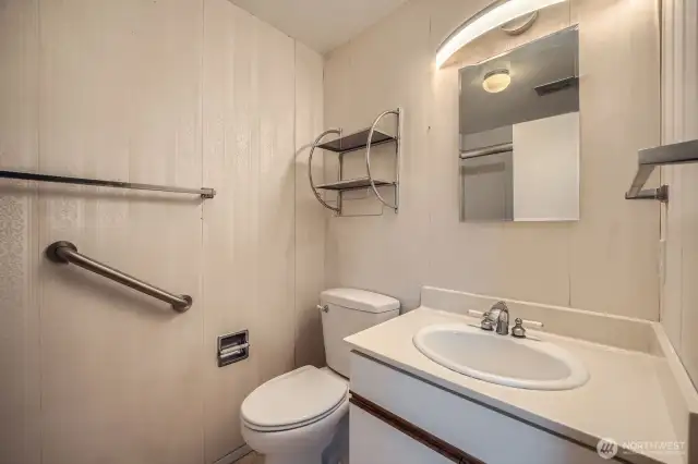 Primary bathroom, angle 1