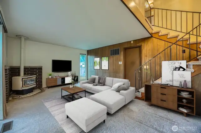 Lower level also has access to the garage where you will find room for 2 vehicles, the washer and dryer, furnace and hot water heater.  *Photo is virtually staged.