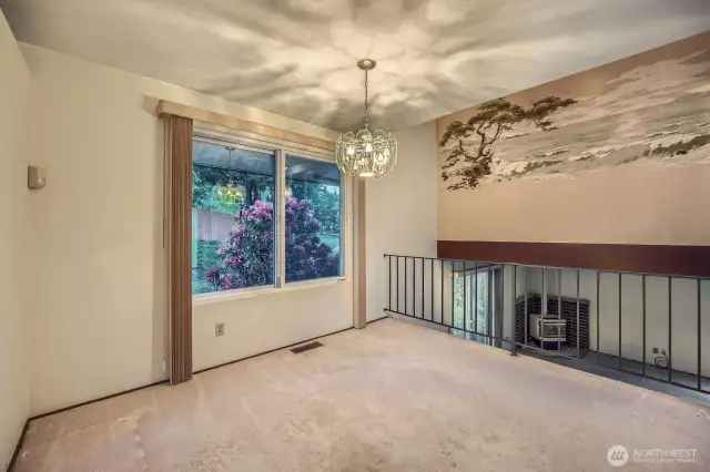 Beautiful mural painted on upper wall - keep or transform to your desire!