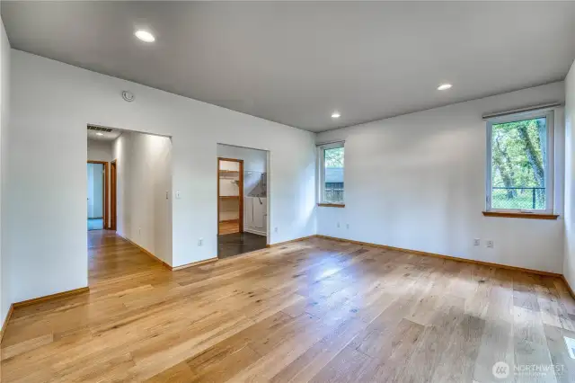 Another view of the primary suite.  Doorways to primary suite and bathroom are plenty wide and wheelchair accessible.