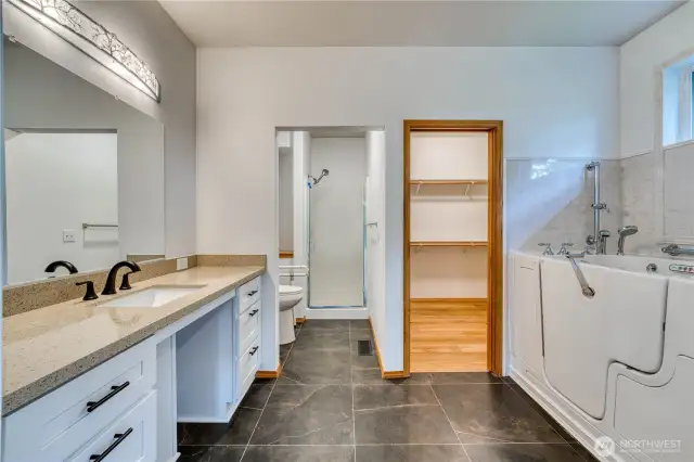 Newly remodeld suite blends high end finishes with accessable features for functionality.