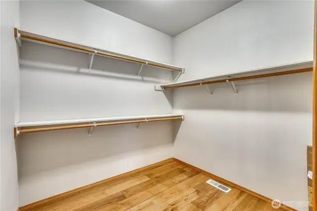 Walk in closet is spacious.