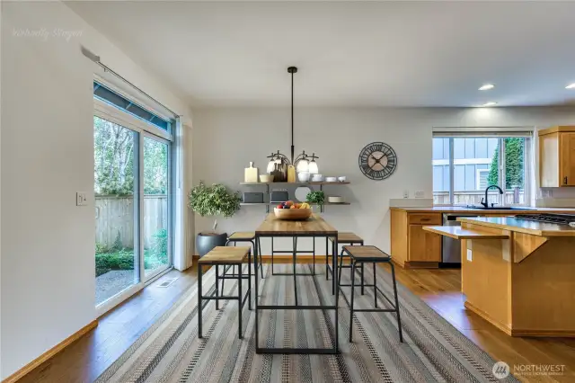 Large dining area off kitchen makes a perfect breakfast nook or can accomodate a large dining table.  There is a separate dining room as well.