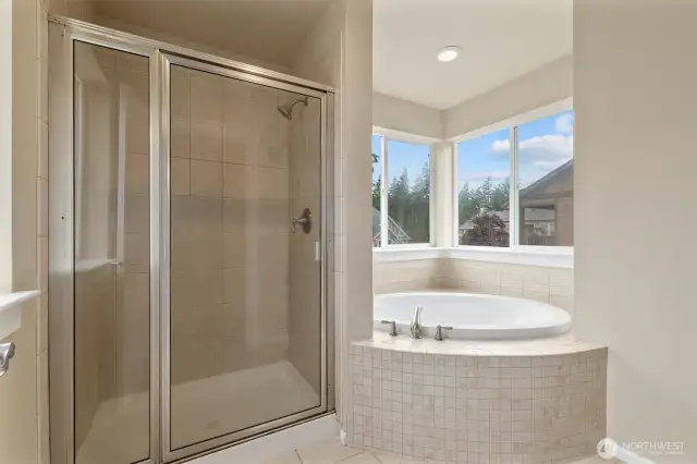 Primary bedroom large shower.