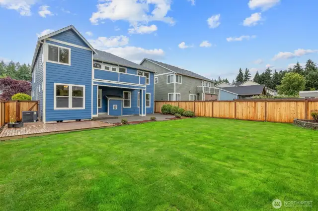 Large backyard with brand new fenced yard.