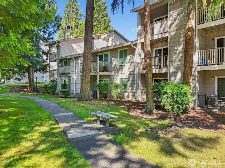 F108 is farthest unit. End Unit, ground floor, right behind the lamp post!