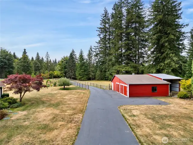 View of shop and covered RV parking.