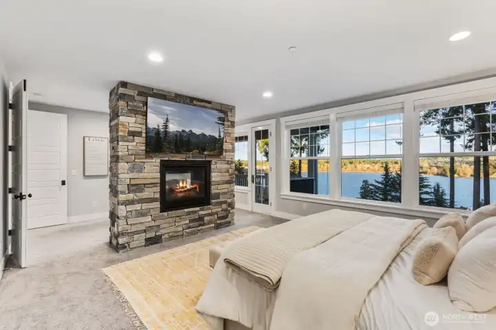 Hotel inspired suite with gas firelpace