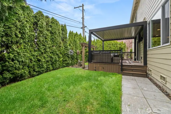 Fenced backyard with room to relax and play