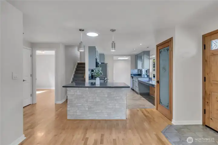 Living room flows into the kitchen