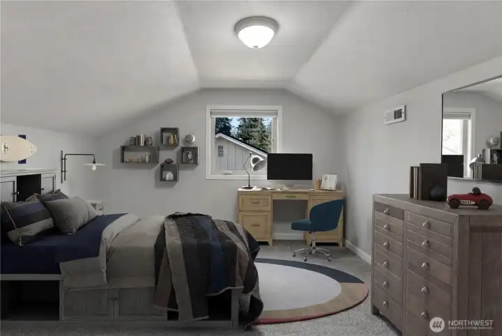 Upstairs bedroom is also an option for a office, guestroom or another bedroom.  Photo is virtually staged.