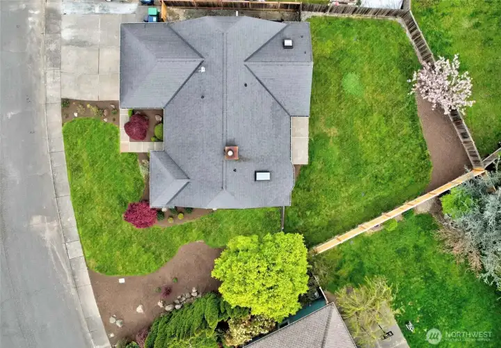 Drone shot shows the massive yard.