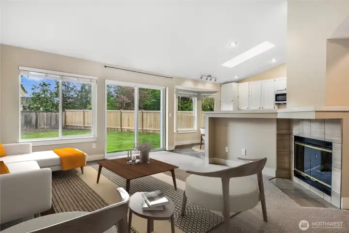 Family room is open to the kitchen and is a great gathering place.