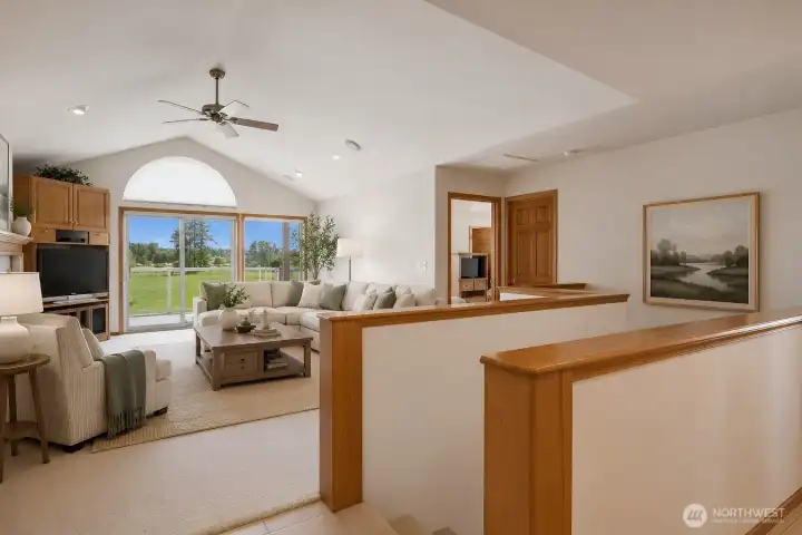 Virtually staged upstairs living room