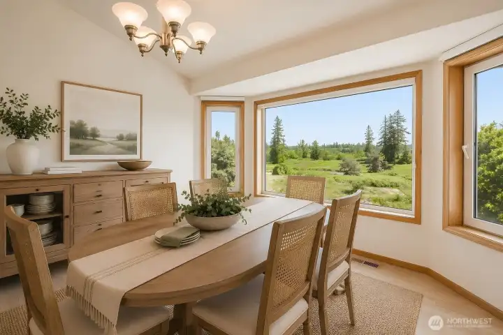 Virtually staged dining room