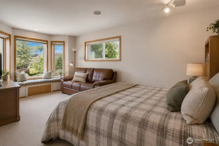 Virtually staged guest bedroom on main floor