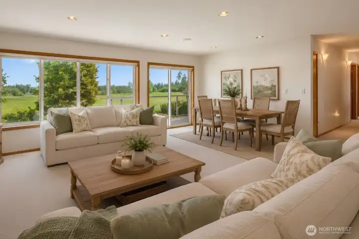 Virtually staged lower level living room
