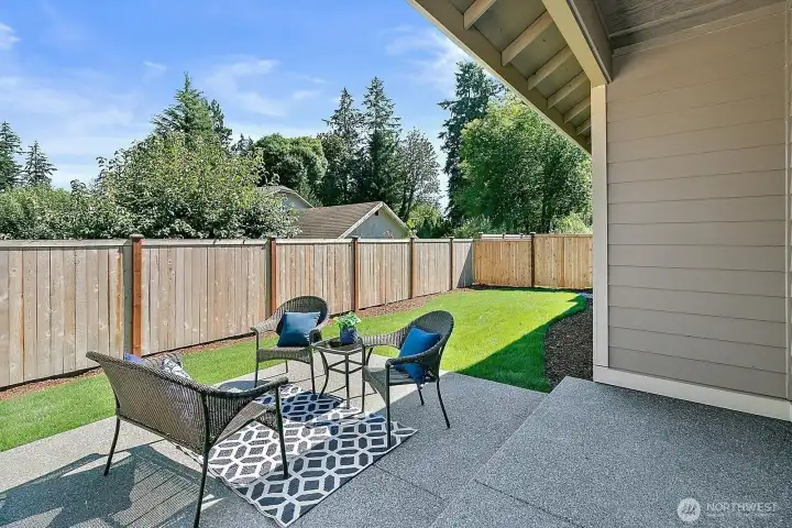 Patio. *Back yard will be much bigger, situated on a nearly 1/3 of an acre.