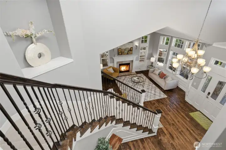 A dramatic overlook showcasing the home's open and airy design.