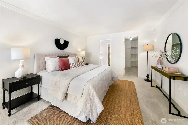Primary with attached bath and walk in closet
