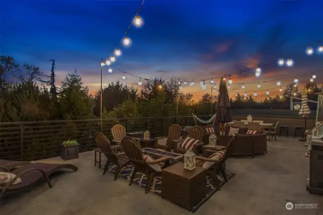 Roof-top deck with panoramic views and views of Mt. Rainier & Cascades.
