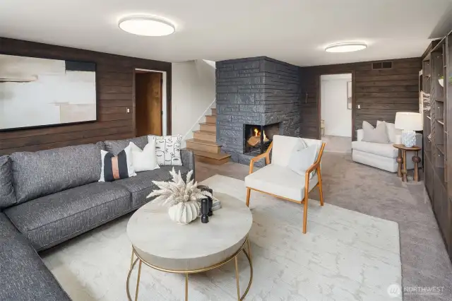 Gas burning fireplace