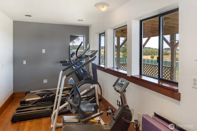 Exercise nook on lower level.