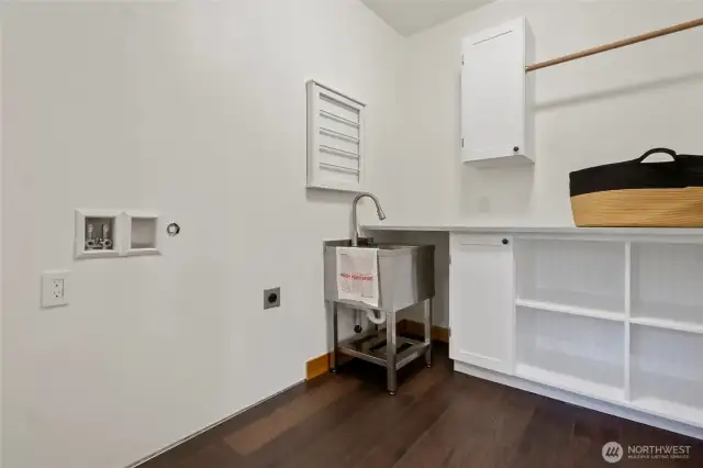 Large laundry space for storage including a new utility sink